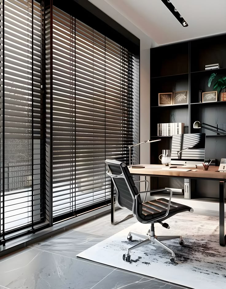 Power Moves_ Black Venetian Blinds for Your Home Office!